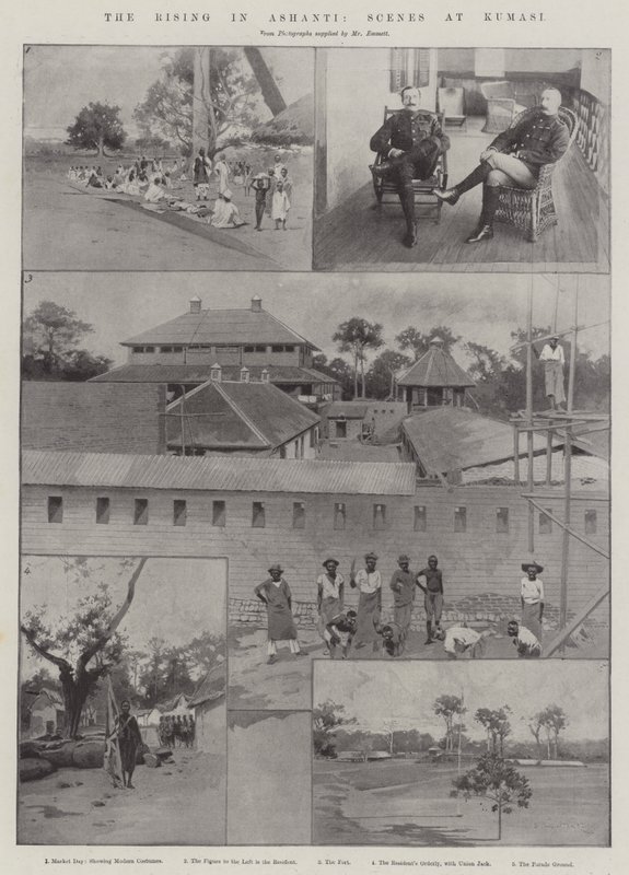 A felkelés Ashantiban, jelenetek Kumasiban alkotó: Charles Auguste Loye