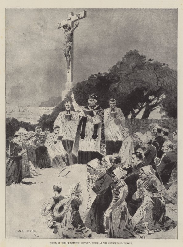 A Drummond-kastély roncsa, Jelenet a templomkertben, Ushant alkotó: Charles Auguste Loye