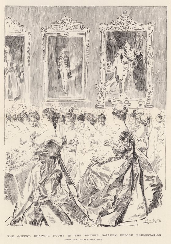 A királynő szalonja, a képtárban a bemutató előtt alkotó: Charles Dana Gibson