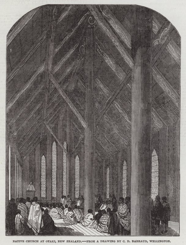 Native Church Otakiban, Új-Zélandon alkotó: Charles Decimus Barraud