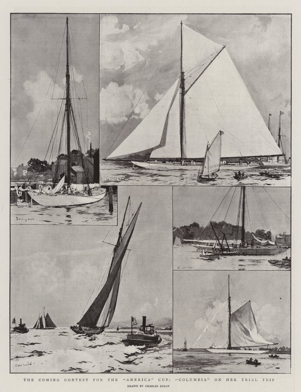 Az America Cup közelgő versenye, Columbia próbaútján alkotó: Charles Edward Dixon