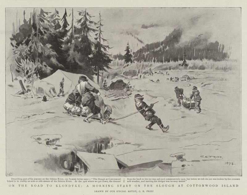 Úton Klondyke felé, reggel indulás a Slough-on Cottonwood Islanden alkotó: Charles Edwin Fripp