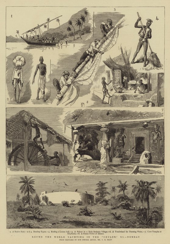 A világ körüli vitorlázás Ceylonban, XI, Bombay alkotó: Charles Edwin Fripp