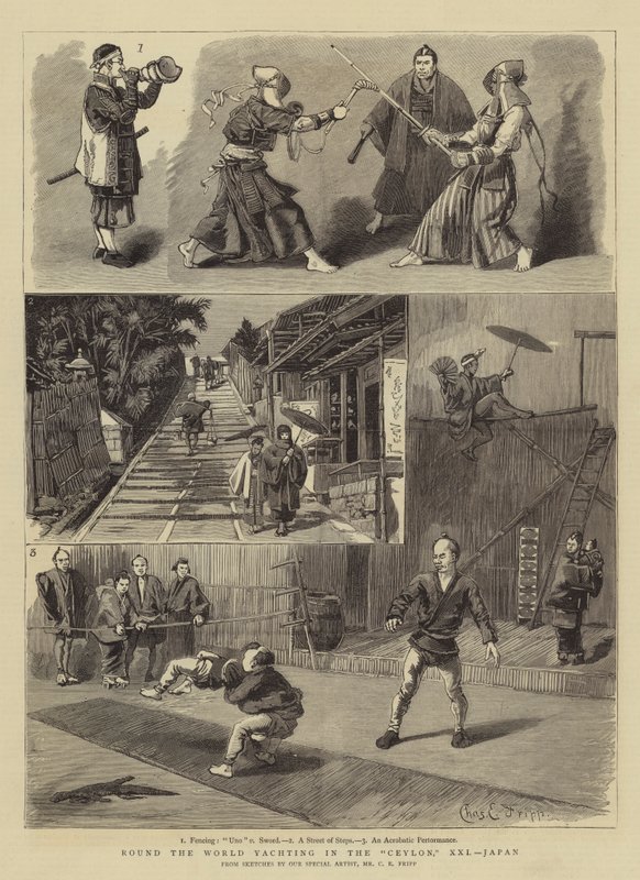 A világ körül vitorlázás Ceylonban, XXI, Japán alkotó: Charles Edwin Fripp
