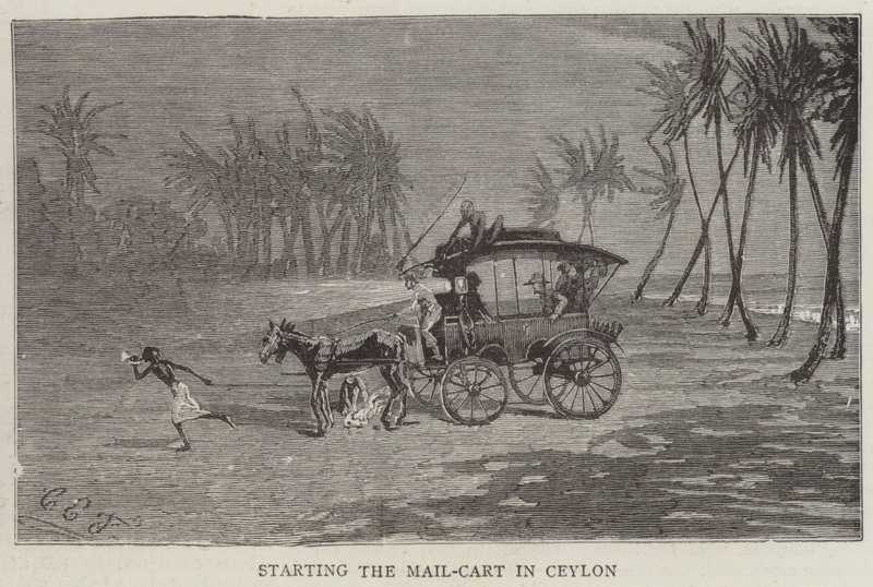 A Mail-Cart elindítása Ceylonban alkotó: Charles Edwin Fripp