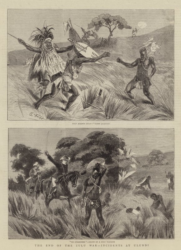 A zulu háború vége, incidensek Ulundiban alkotó: Charles Edwin Fripp