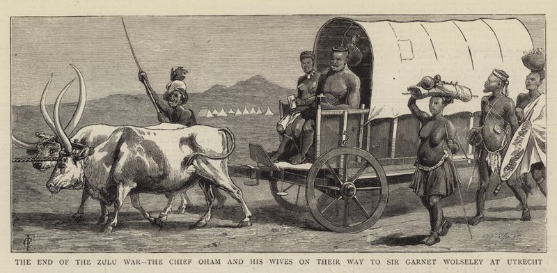 A zulu háború vége, Oham főnök és feleségei úton Sir Garnet Wolseleyhez Utrechtben alkotó: Charles Edwin Fripp