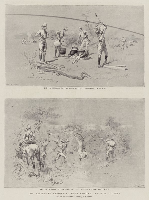 The Rising in Rhodesia, Paget ezredes oszlopával alkotó: Charles Edwin Fripp