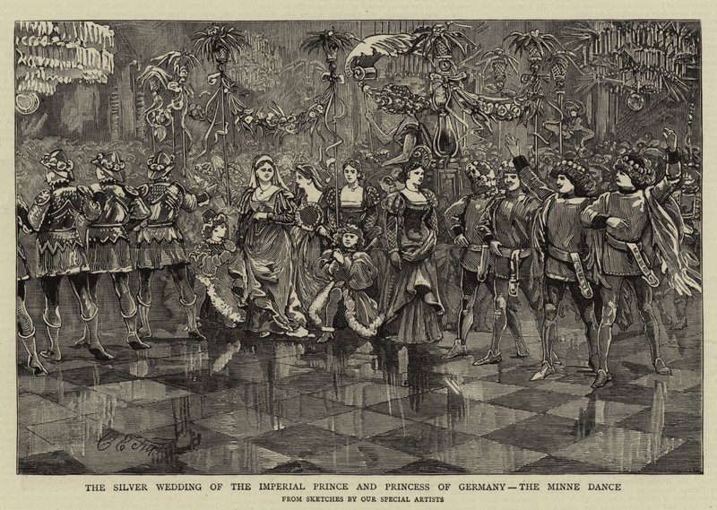 A német császári herceg és hercegnő ezüstlakodalma, a Minne-tánc alkotó: Charles Edwin Fripp