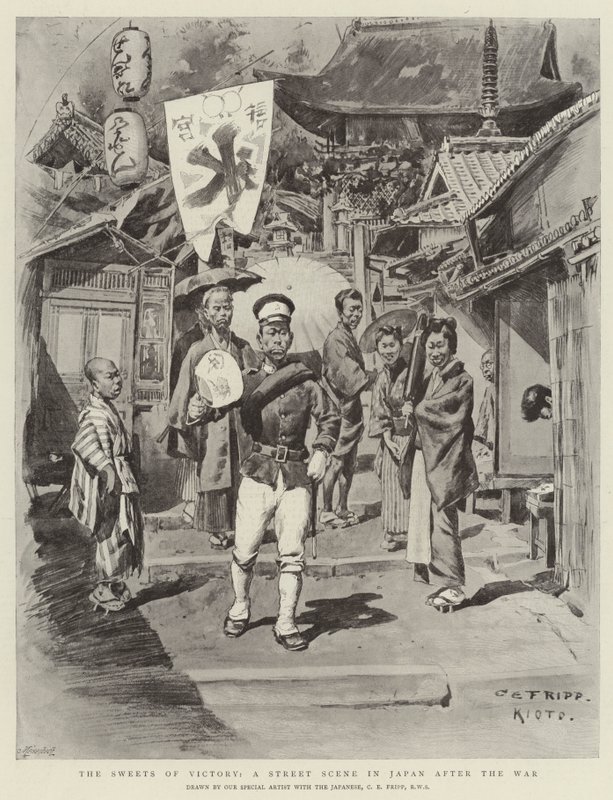 The Sweets of Victory, utcai jelenet Japánban a háború után alkotó: Charles Edwin Fripp