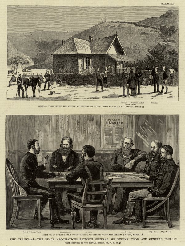 A Transvaal, a béketárgyalások Sir Evelyn Wood tábornok és Joubert tábornok között alkotó: Charles Edwin Fripp