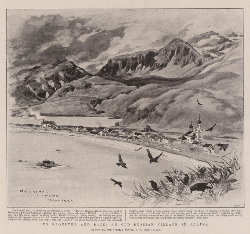 Klondyke-ba és vissza, egy régi orosz falu Alaszkában alkotó: Charles Edwin Fripp