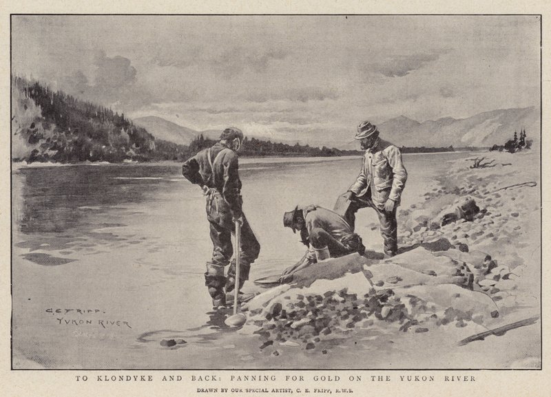 Klondyke-ba és vissza, aranyat pásztázva a Yukon folyón alkotó: Charles Edwin Fripp
