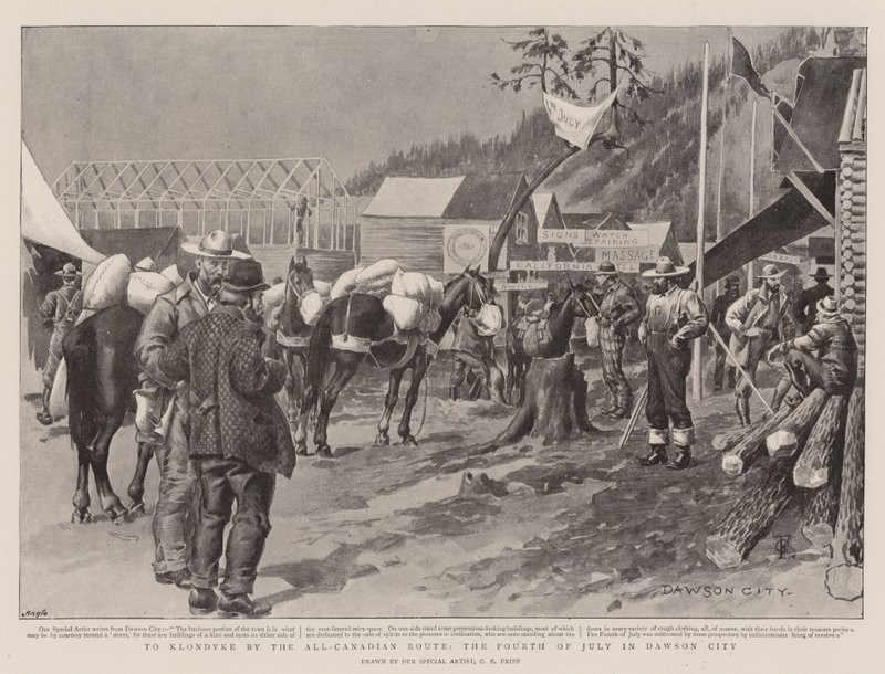Klondyke-ba az összkanadai útvonalon, július negyedikén Dawson Cityben alkotó: Charles Edwin Fripp