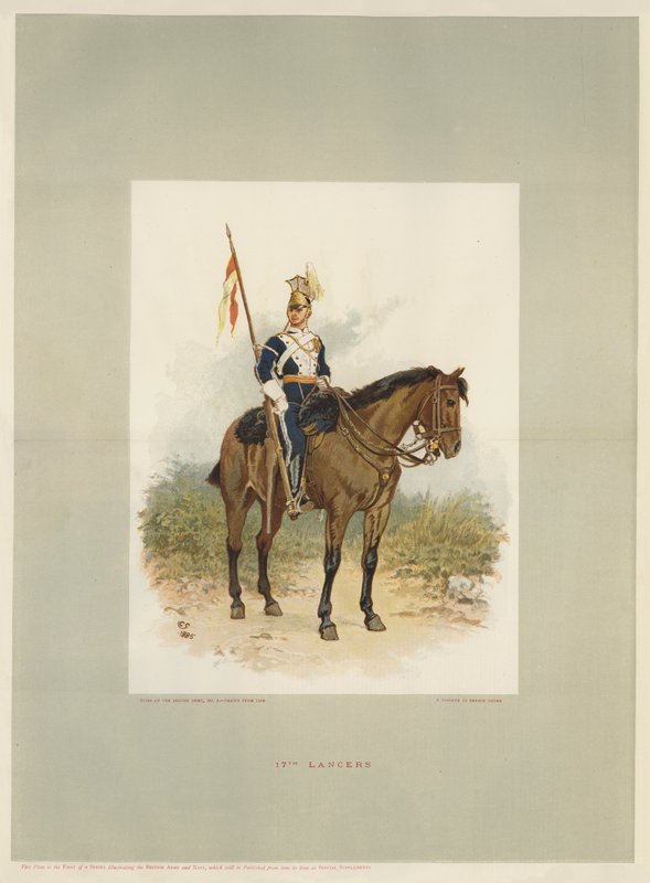 17th Lancers, egy katona felülvizsgálati sorrendben (chromolitho) alkotó: Charles Green