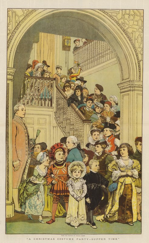 Karácsonyi jelmezes parti, vacsoraidő (chromolitho) alkotó: Charles Green