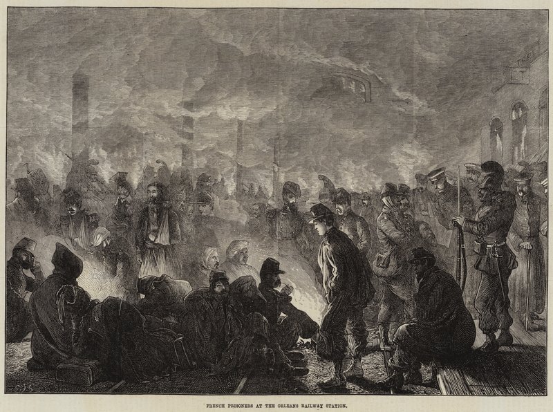 Francia foglyok az orleans-i vasútállomáson alkotó: Charles J. Staniland
