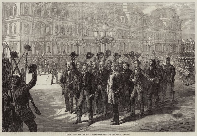 Párizsban az Ideiglenes Kormány felülvizsgálja a Nemzeti Gárdát. alkotó: Charles J. Staniland