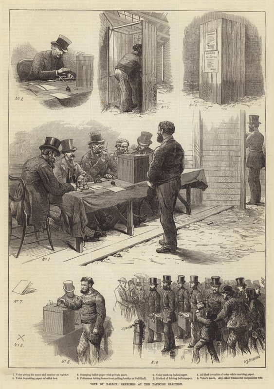 Szavazzon szavazólapon, vázlatok a tauntoni választásokon alkotó: Charles J. Staniland