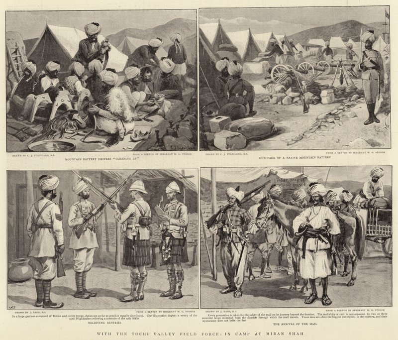 A Tochi Valley Field Force csapatával a Miran Shah-i táborban alkotó: Charles J. Staniland