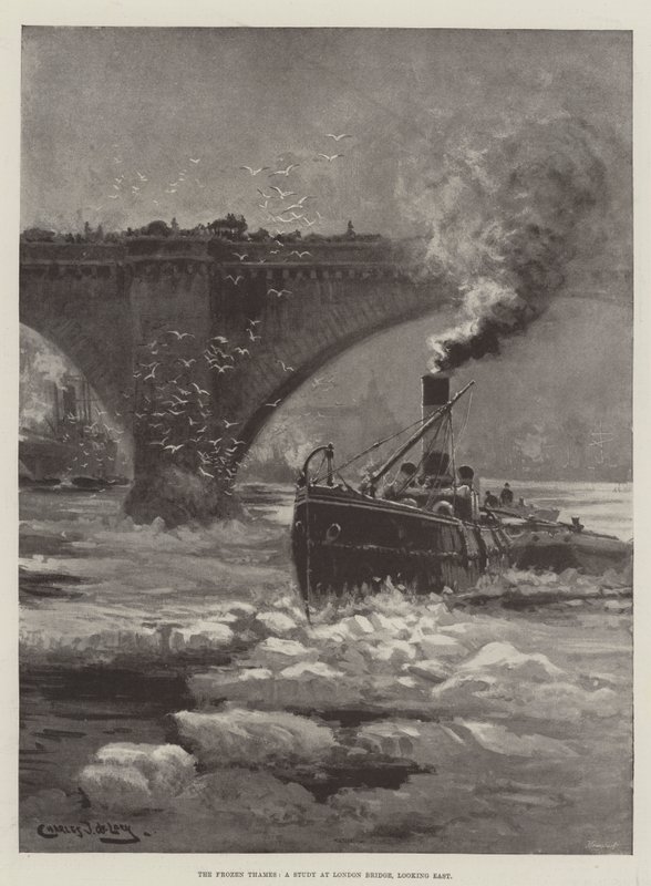 The Frozen Thames, egy tanulmány a London Bridge-nél, keletre nézve alkotó: Charles John de Lacy