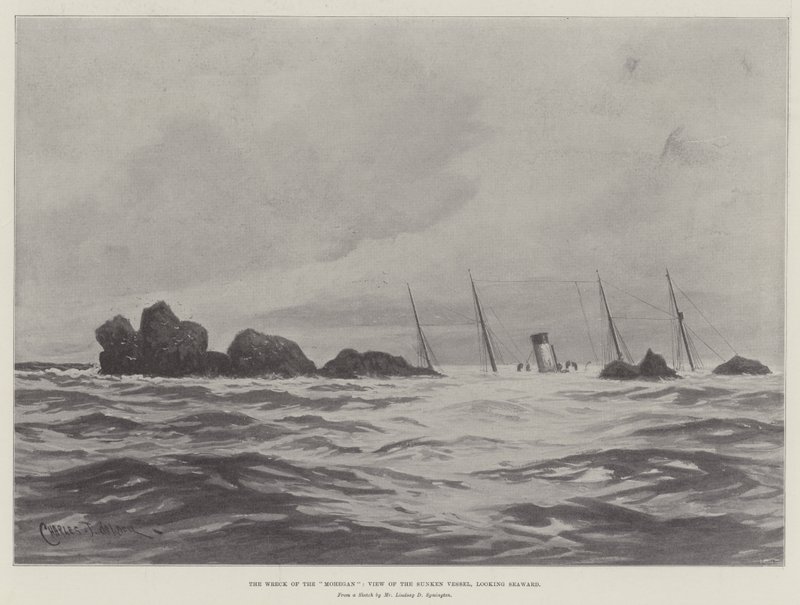 A Mohegan roncsa, kilátás az elsüllyedt hajóra, a tenger felé néz alkotó: Charles John de Lacy