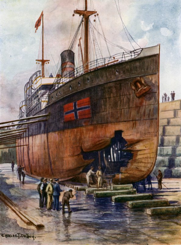 Egy tramphajó a szárazdokkban alkotó: Charles John de after Lacy