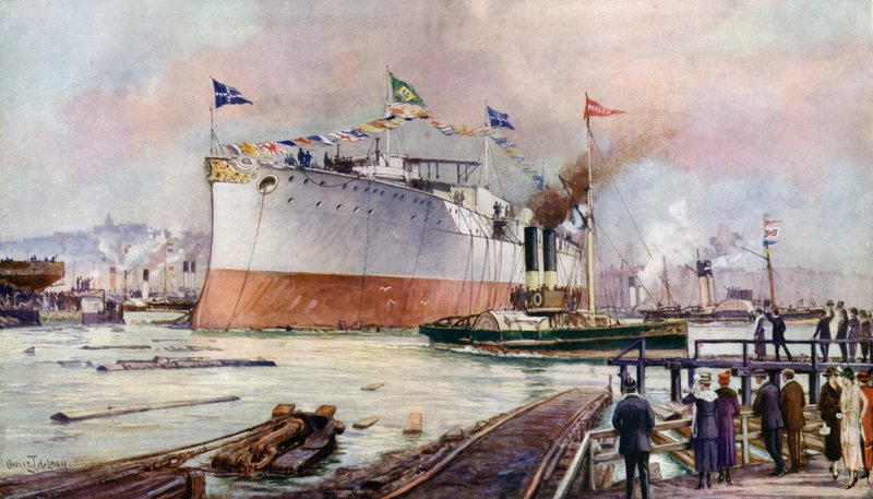 Egy csatahajó vízre bocsátása alkotó: Charles John de after Lacy