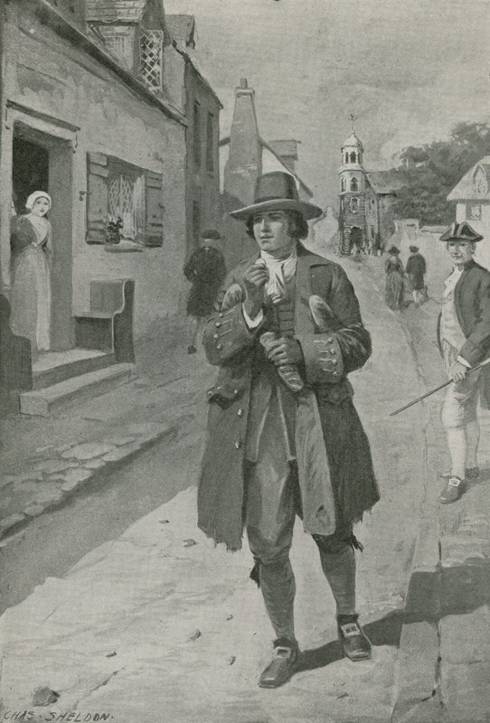 Benjamin Franklin Philadelphiába érkezik alkotó: Charles Mills Sheldon