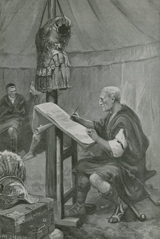 Julius Caesar tisztelgése a belgák előtt alkotó: Charles Mills Sheldon