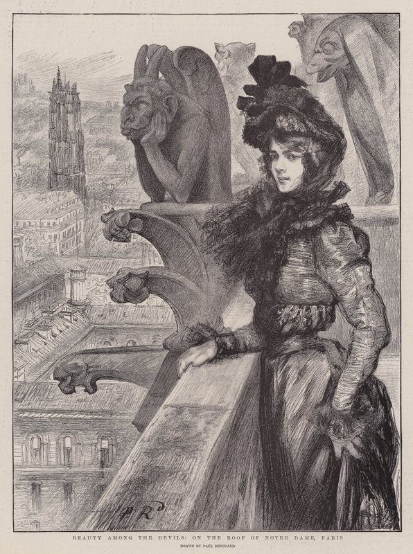 Szépség az ördögök között, a Notre Dame-tetőn, Párizs alkotó: Charles Paul Renouard