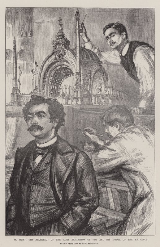 M Binet, az 1900-as párizsi kiállítás építésze és a bejárati modellje alkotó: Charles Paul Renouard
