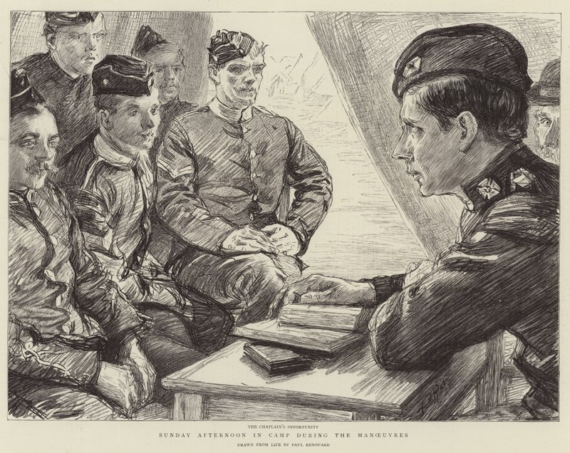 Vasárnap délután a táborban a manőverek alatt alkotó: Charles Paul Renouard