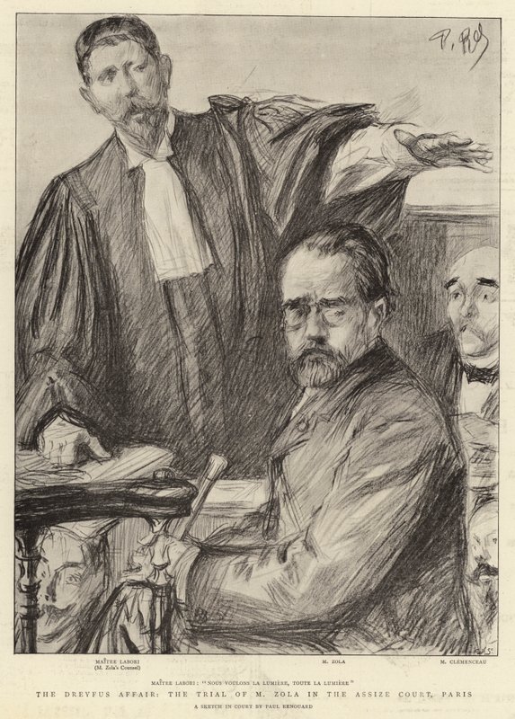 A Dreyfus-ügy, Zola úr pere a párizsi törvényszék előtt alkotó: Charles Paul Renouard