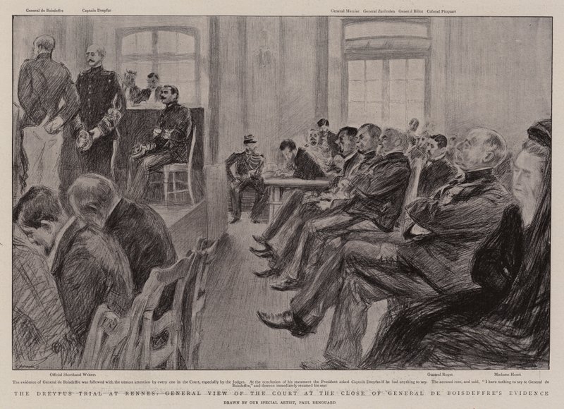 A Dreyfus-per Rennes-ben, a Bíróság általános nézete Boisdeffre tábornok bizonyítékainak végén alkotó: Charles Paul Renouard