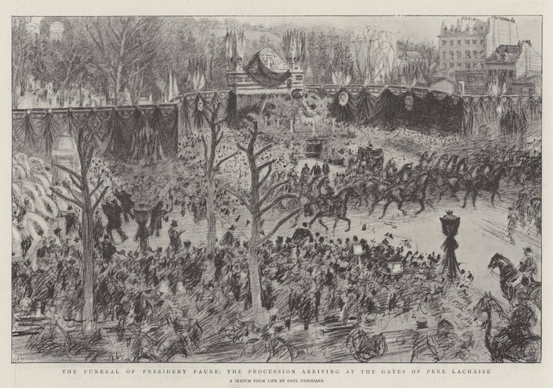 Faure elnök temetése, a menet Pere Lachaise kapujához érkezik alkotó: Charles Paul Renouard
