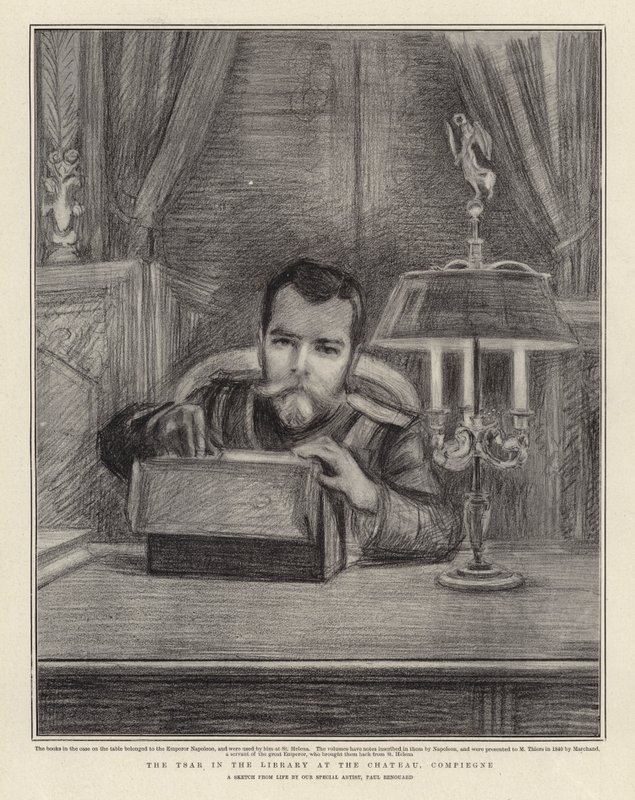 A cár a könyvtárban a Compiegne-i kastélyban alkotó: Charles Paul Renouard