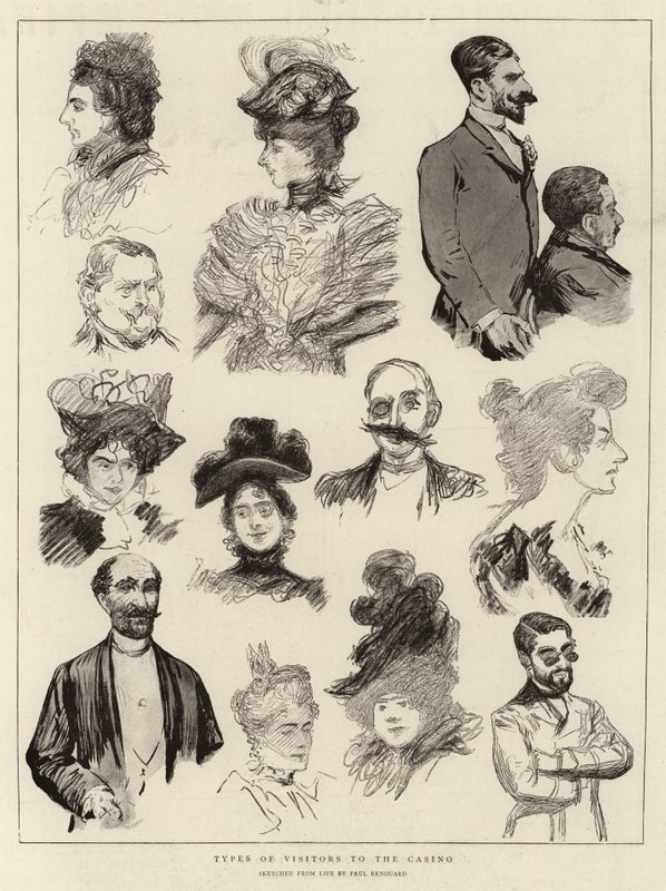A kaszinó látogatóinak típusai alkotó: Charles Paul Renouard