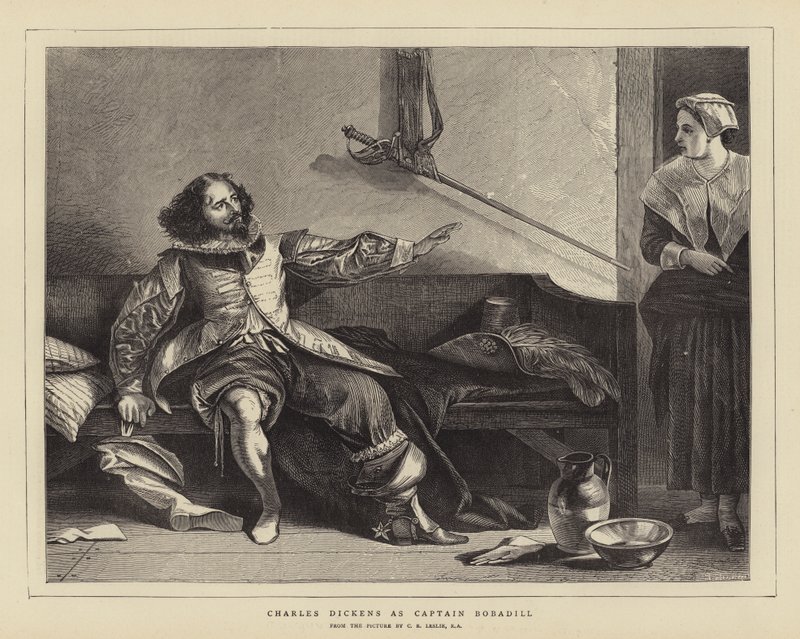Charles Dickens mint Bobadill kapitány alkotó: Charles Robert Leslie