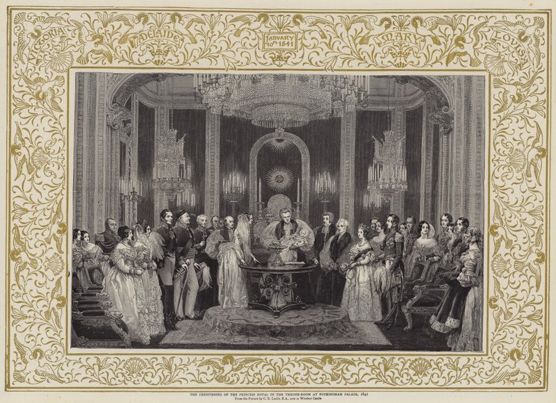 A királyi hercegnő keresztelője a Buckingham-palota tróntermében, 1841 alkotó: Charles Robert Leslie