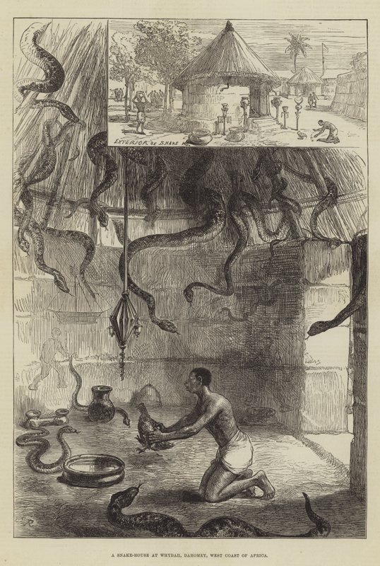 Egy kígyóház Whydah-ban, Dahomey államban, Afrika nyugati partján alkotó: Sir John Charles Robinson