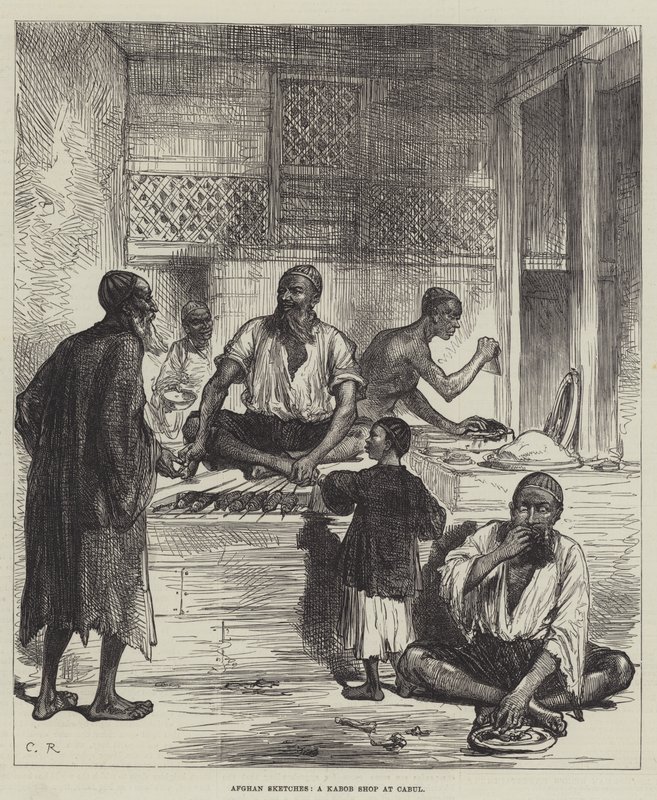 Afghan Sketches, egy kabob bolt Cabulban alkotó: Sir John Charles Robinson