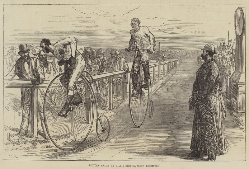 Kerékpár-mérkőzés a Lillie-Bridge-ben, West Brompton alkotó: Sir John Charles Robinson