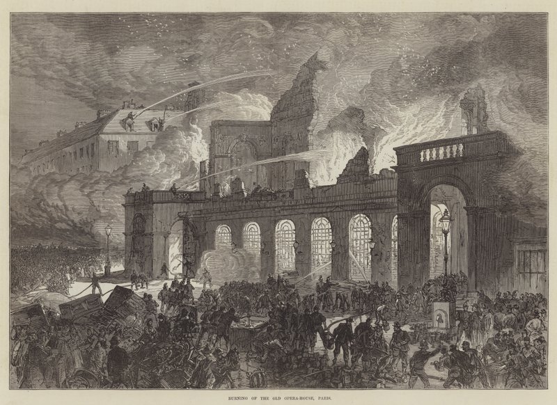 A régi operaház felgyújtása, Párizs alkotó: Sir John Charles Robinson