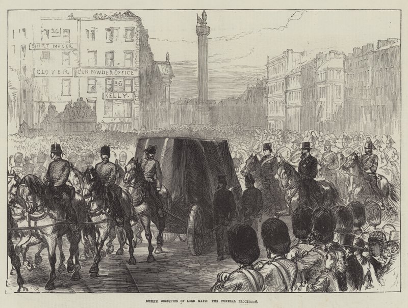 Lord Mayo dublini gyászszertartása, a temetési menet alkotó: Sir John Charles Robinson