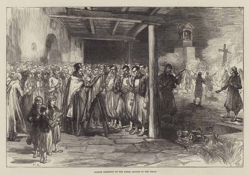 A görög egyház húsvéti szertartása a trójai görög templomban alkotó: Sir John Charles Robinson