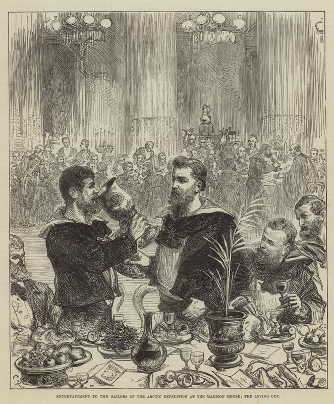 Szórakozás a sarkvidéki expedíció tengerészeinek a Mansion House-ban, a Loving Cup alkotó: Sir John Charles Robinson