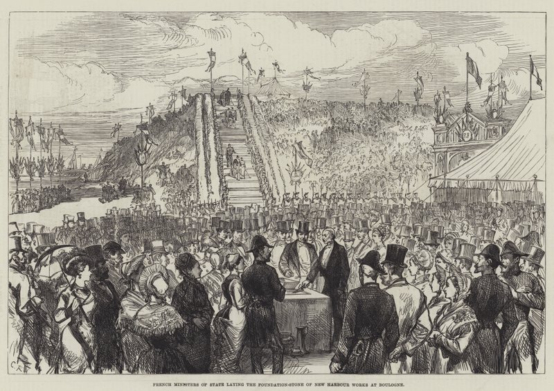 Francia minisztere szóló, a alapkövét New Harbor Works Boulogne alkotó: Sir John Charles Robinson