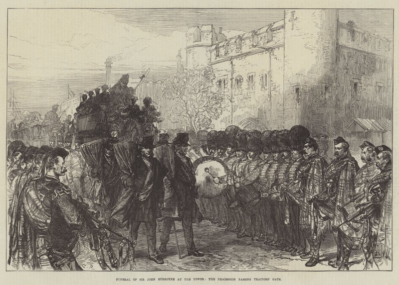 Sir John Burgoyne temetése a toronyban, az árulók kapuján elhaladó menetnél alkotó: Sir John Charles Robinson