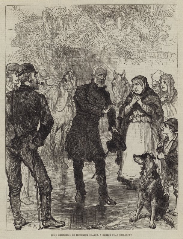 Irish Sketches, egy vándorszónok, egy vázlat Killarney közelében alkotó: Sir John Charles Robinson